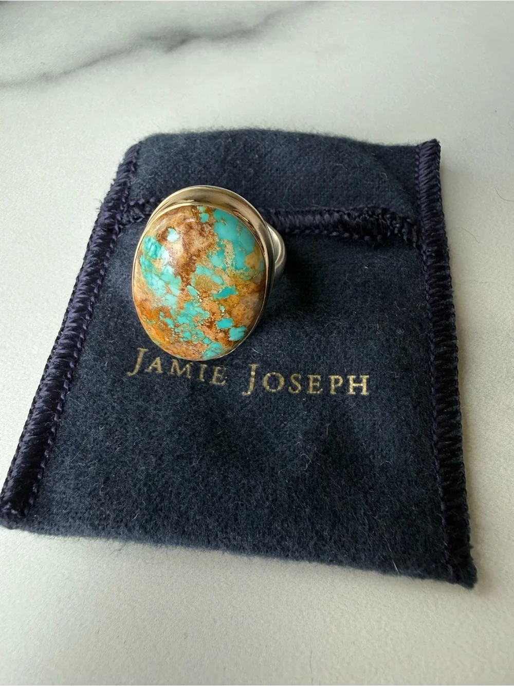 Jamie Joseph Royston Turquoise Ring 14k and sterling silver